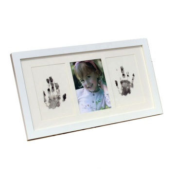 Baby's Handprint Footprint Memory Kit Picture Wood Frame with Ink Pads Keepsake Kit Unique New Baby Growning Gift